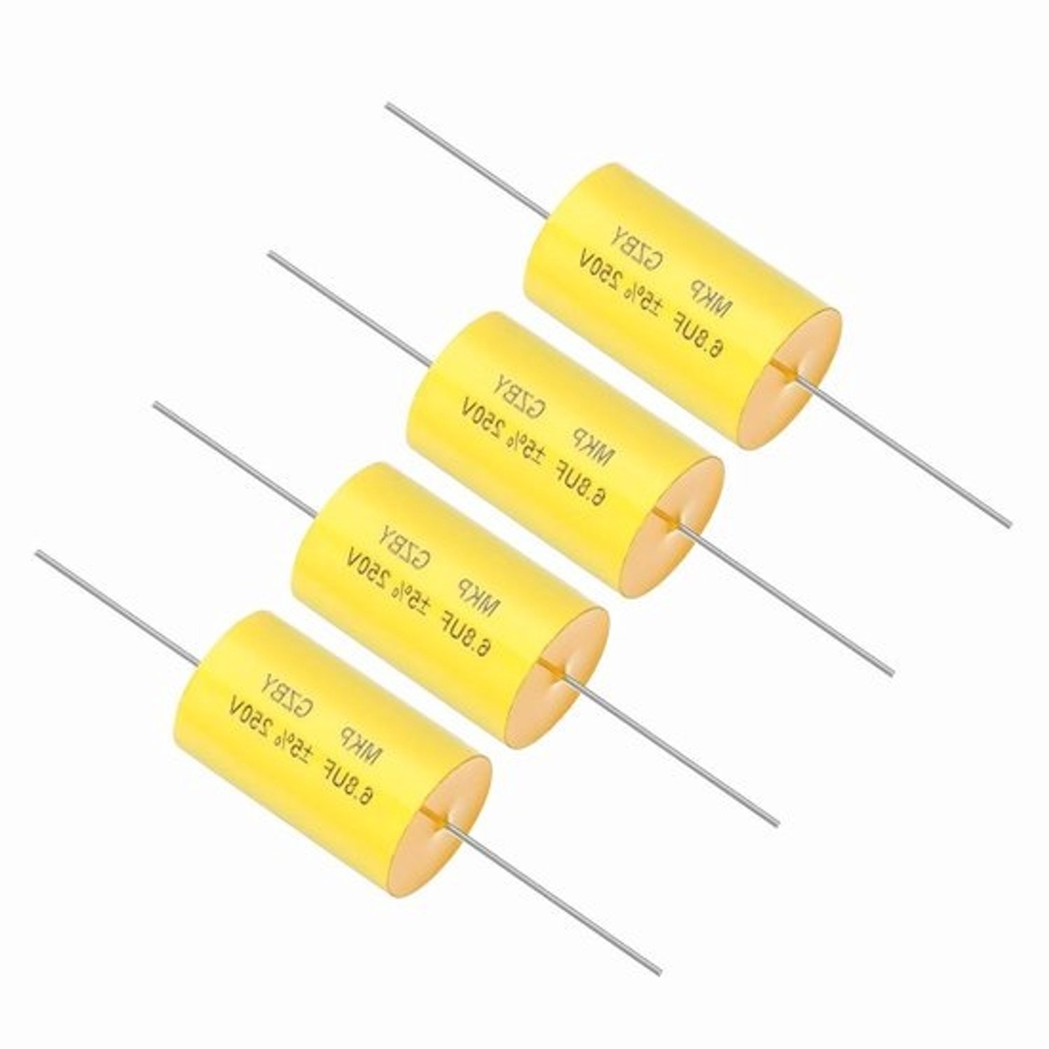 Audiofilmcondensators - Filmcondensator - Hoogfrequente signalen filteren - Hoge spanningssterkte - 6.8uf 250V - Geel