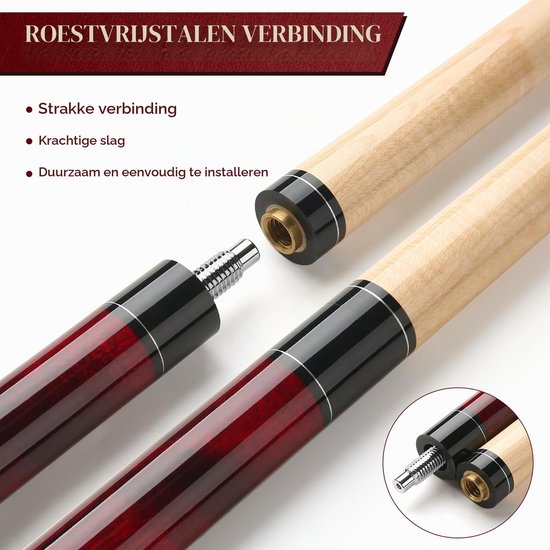Biljartkeu Poolkeu - 147 cm Lengte - 13 mm Lederen Punt - Canadees Esdoornhout - Unisex - Voor Recreatief En Professioneel Spel — afbeelding 2