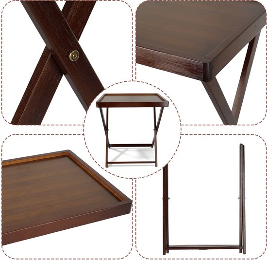 Opvouwbare Houten Bijzettafel 40 x 30 x 44 cm – Natuurlijk Hout En Plat Vouwbaar – Draagbaar Voor Tuin, Terras, Balkon En Camping – Warme Houtnerf En Stabiele Basis — afbeelding 4