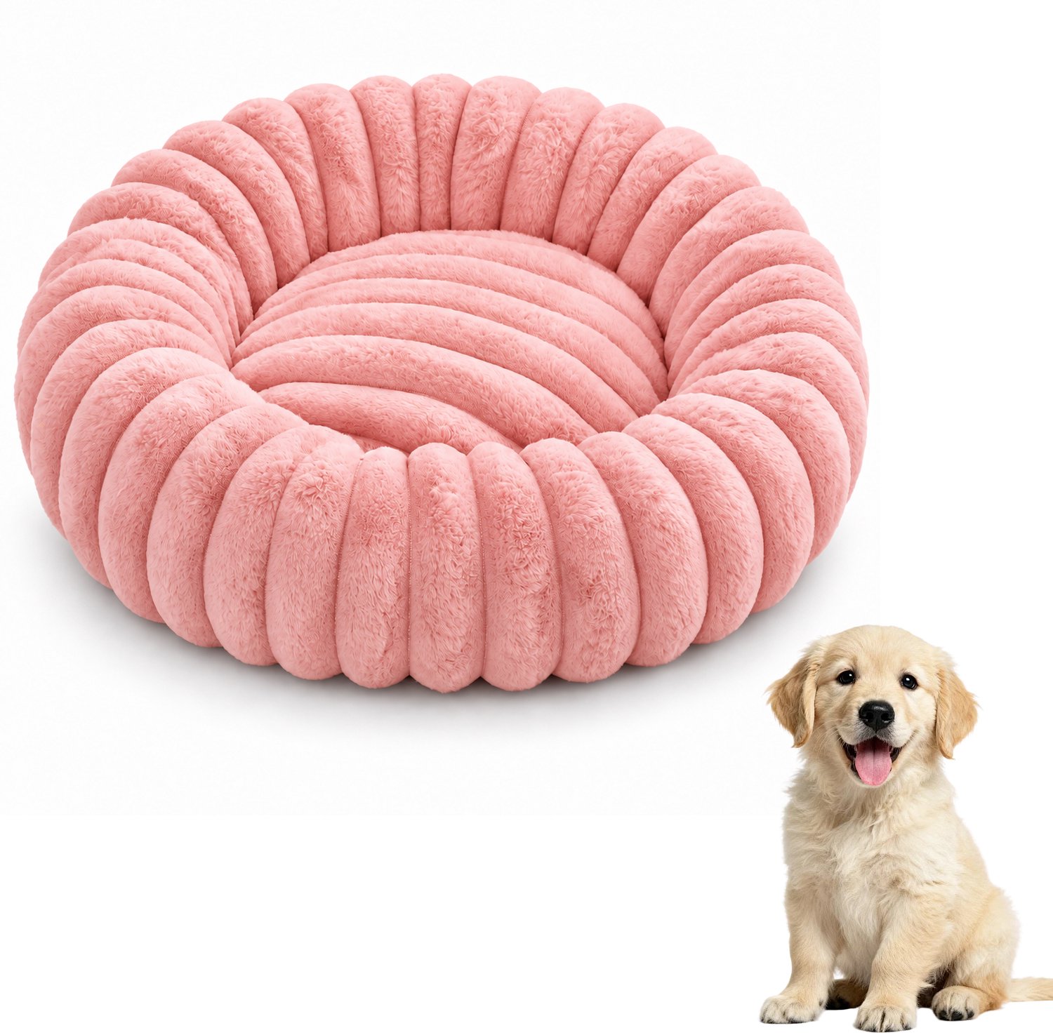 Huisdierenbed - Kattenbed en Hondenmand - Warm voor Winter - Zacht Huisdierenkussen - Roze Kleur - 1 Stuk - 50cm