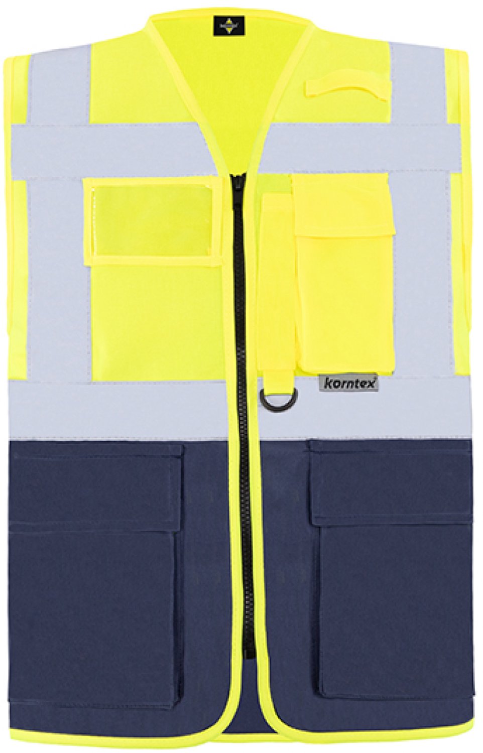 Korntex Executive Multifunctional Safety Vest Berlin KX802 - Signal Yellow/Navy - M
