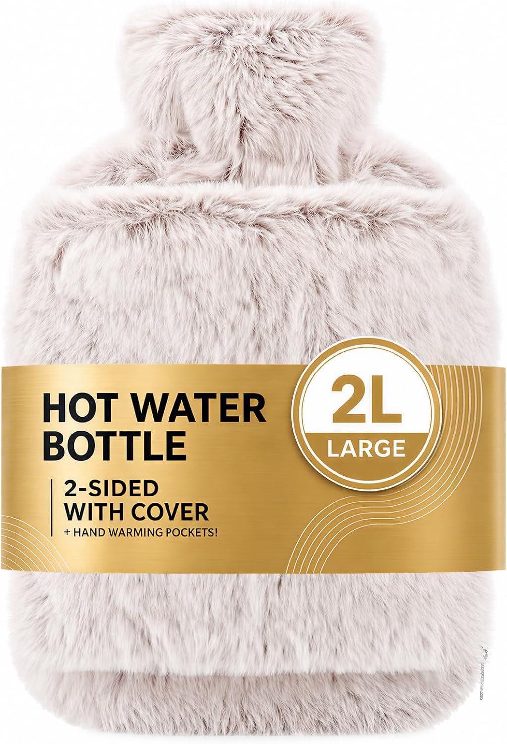 Warmwaterkruik 2 liter - luxe nepbonthoes - langdurige warmte - pijnverlichting voor menstruatiepijn - Vemera