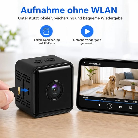 Mini wifi-camera, 4K HD groothoek, met nachtzicht, bewegingssensor en batterij, voor gebruik binnenshuis. — afbeelding 2