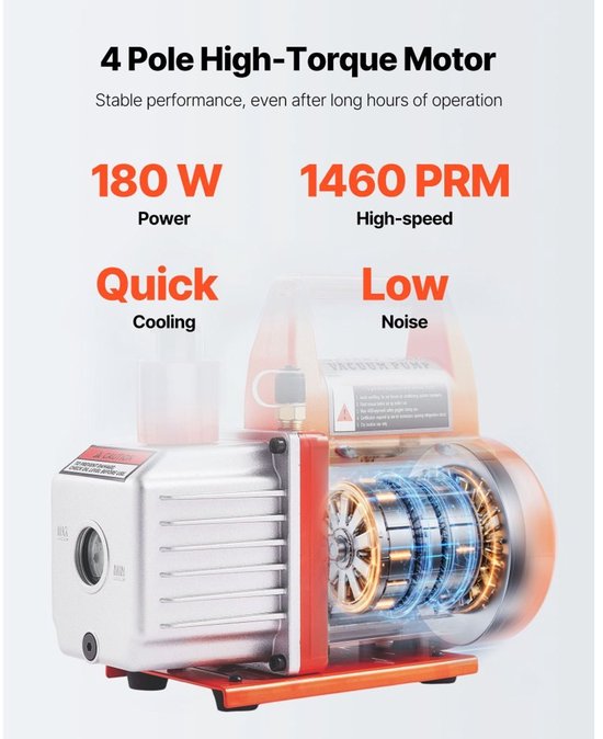Vacuümpomp Met Vacuümkamer - 11,36 L Capaciteit - 180 W Vermogen - Roestvrijstaal - Voor Ontgassing En Stabilisatie — afbeelding 3