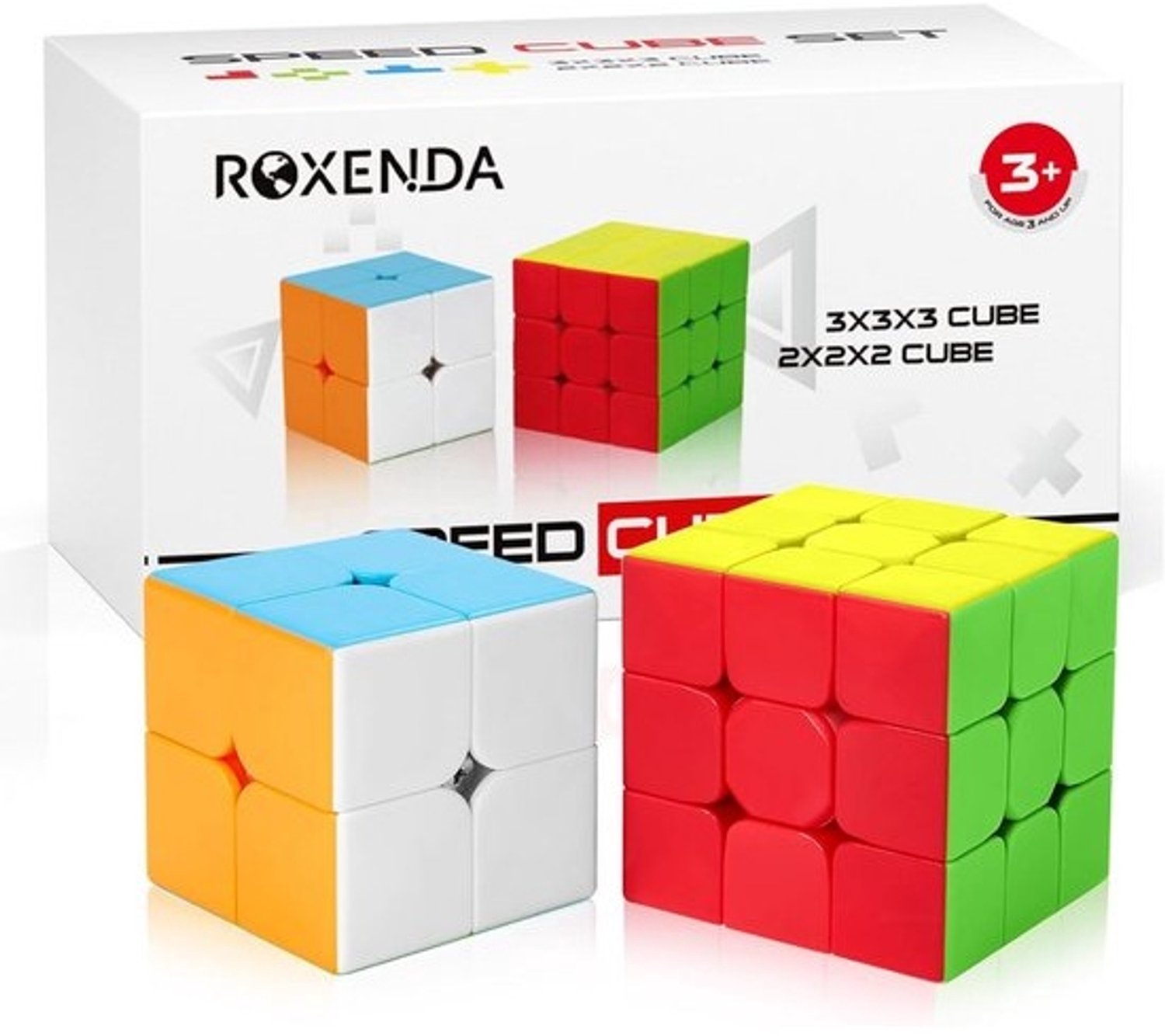 Set van 2x2 en 3x3 magische puzzelkubussen - Stickerloos snelheidsdraaiend speelgoed