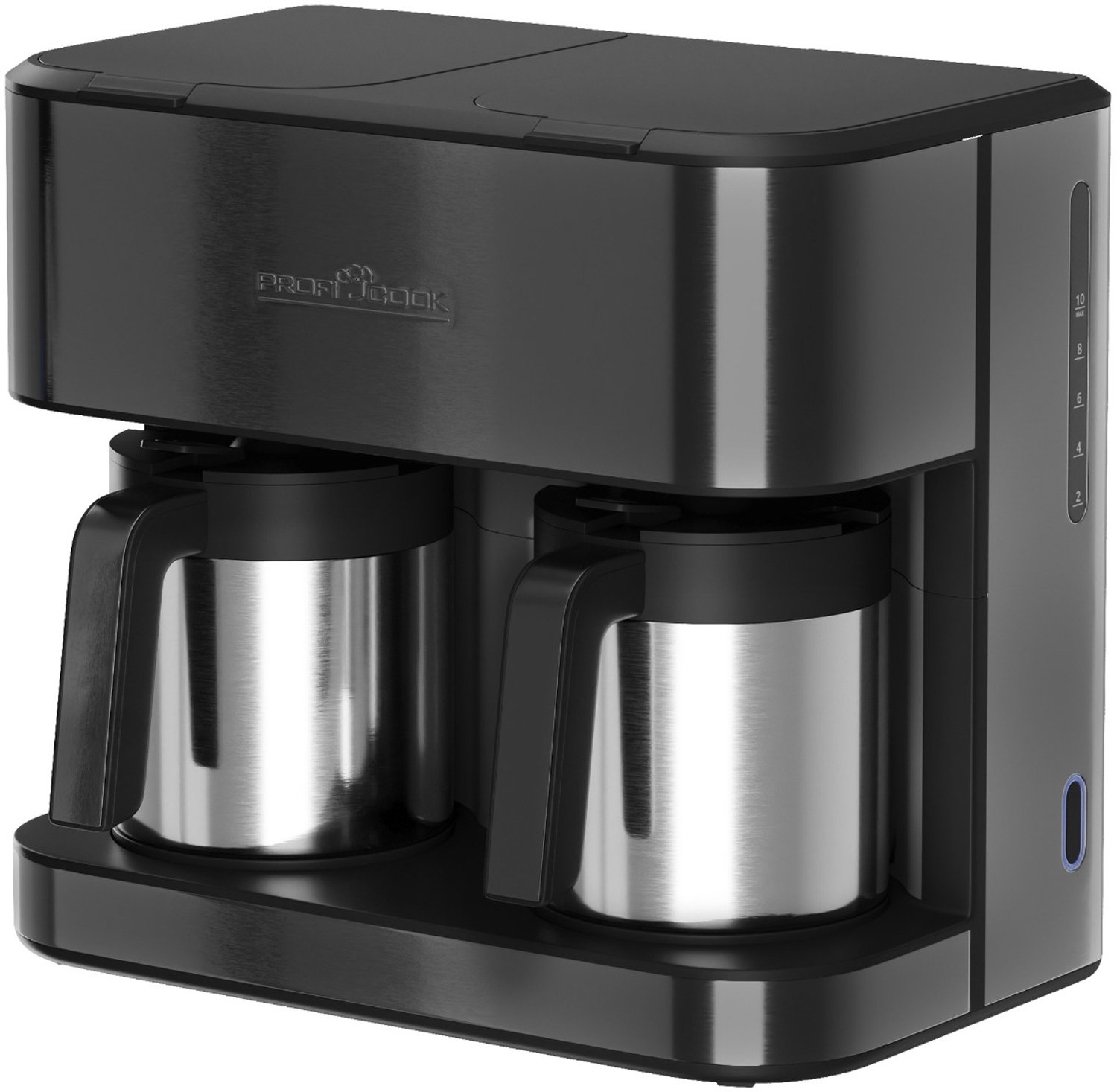 ProfiCook KAD 1307 - Dubbel Koffiezetapparaat met Thermoskannen - 24 Kopjes - 2,4 Liter - Dark Inox