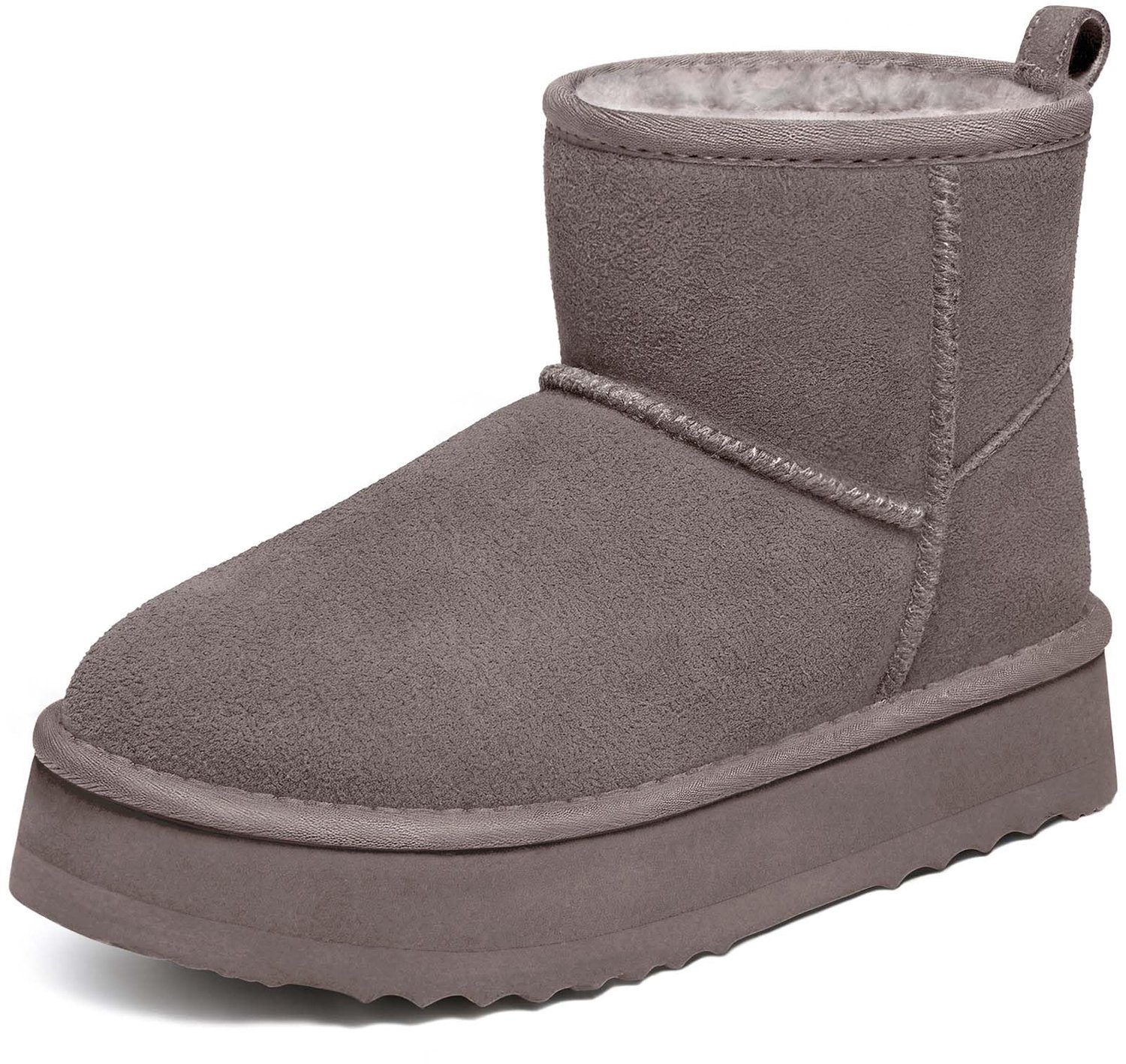 Olanly Dames Snowboots suède Boots Warme winterschoenen dames Antislip dikke zool Verdikte voering van imitatiewol Donkergrijs 41 Geschikt voor voetlengte van 26.04cm