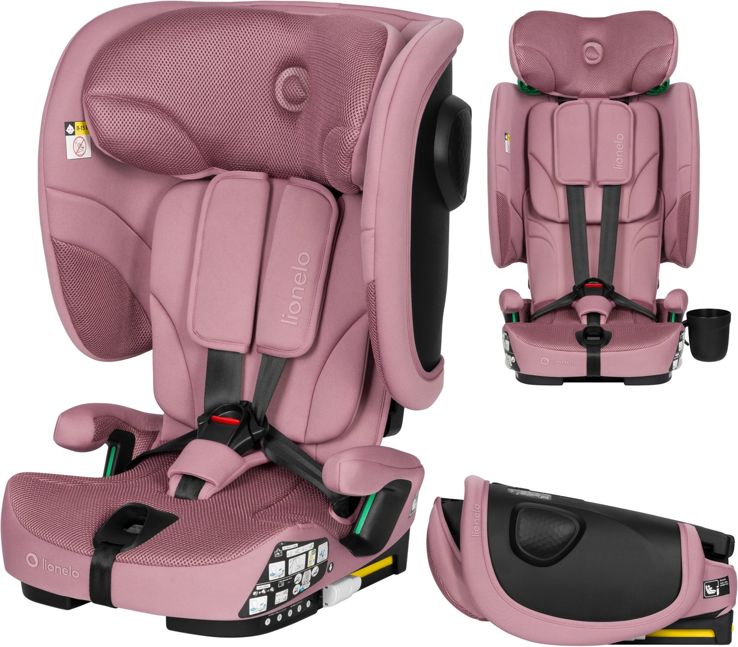 Lionelo Nelly i-Size Autostoel met ISOFIX - 1.5 tot 12 jaar (76-150 cm / 9-36 kg / Groep 1 2 3) Opvouwbare Autostoel - Extra Brede Zijbescherming - Dri-Seat - 5 Punts Gordel - Lichtgewicht - Top Tether Alarm - Beensteun - Bekerhouder