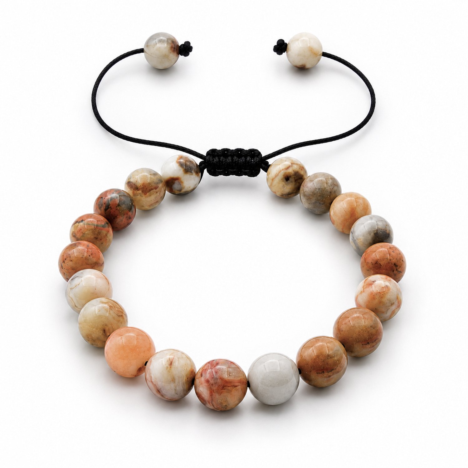 Marama Terra Amber Armband – Natuursteen – 8 mm Kralen – Vegan Waxcord – Verstelbaar – Bruin