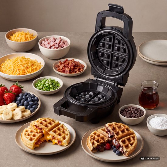 Princess Wafelijzer - Voor gevulde wafels - Geschikt voor zoet en hartig - 700W - Ø16 cm - Zwart - 132374 - Stuffed Waffle Maker — afbeelding 3