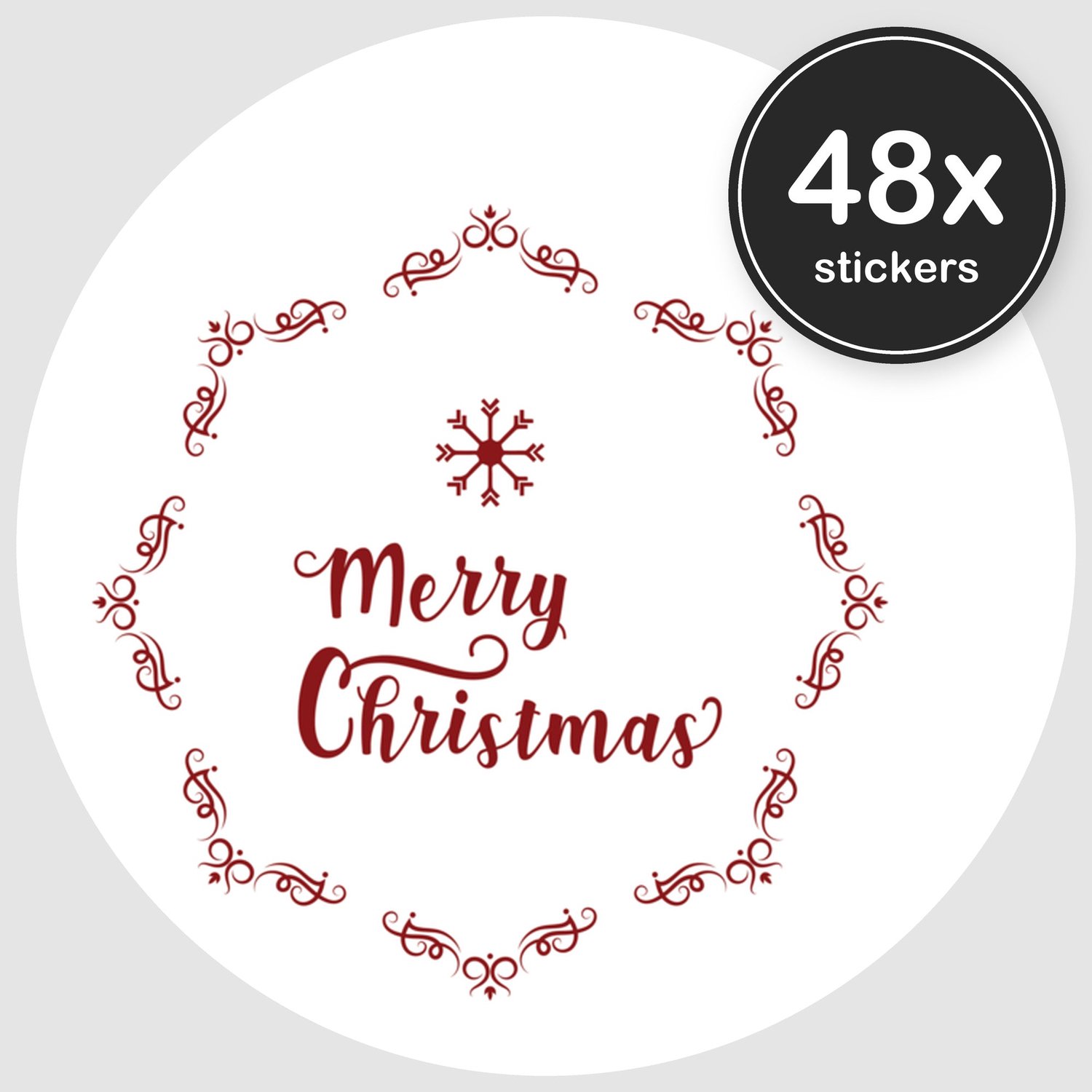 Sluitstickers Kerst - 48 stuks - Rond 30 mm - Kerststickers - Sluitzegel Kerstkaart - Design 008