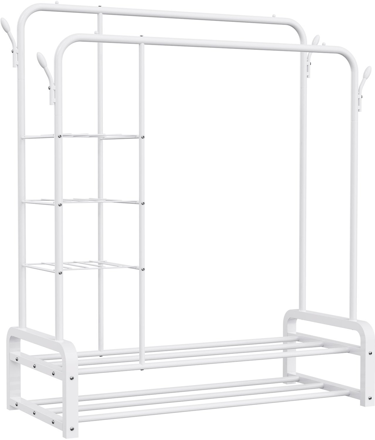 LOEFME Industrieel Kledingrek met 2 Stangen - 110 x 52 x 152 cm - Wit