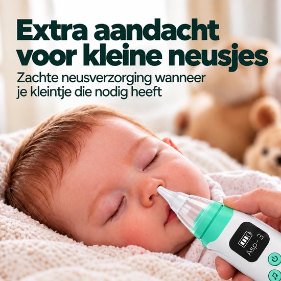 Hunnybunny - Elektrische Neusreiniger Baby - 3 Zuigstanden - 8 Muziekjes - Inclusief 4-delig Verzorgingssetje — afbeelding 2