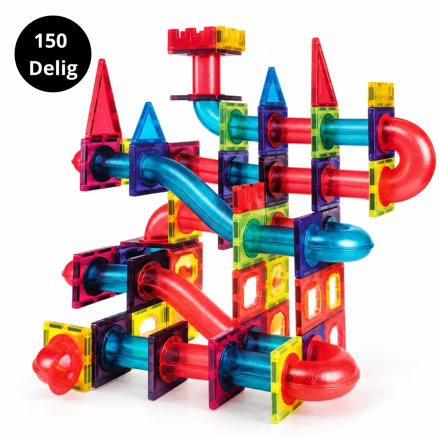 Magnetic Tiles - 150 Stuks - Speelgoed - Magnetische Tegels - Bouwstenen - Blokken - Knikkerbaan - Vanaf 3 jaar - Creatief leren - Constructie speelgoed - Montessori speelgoed