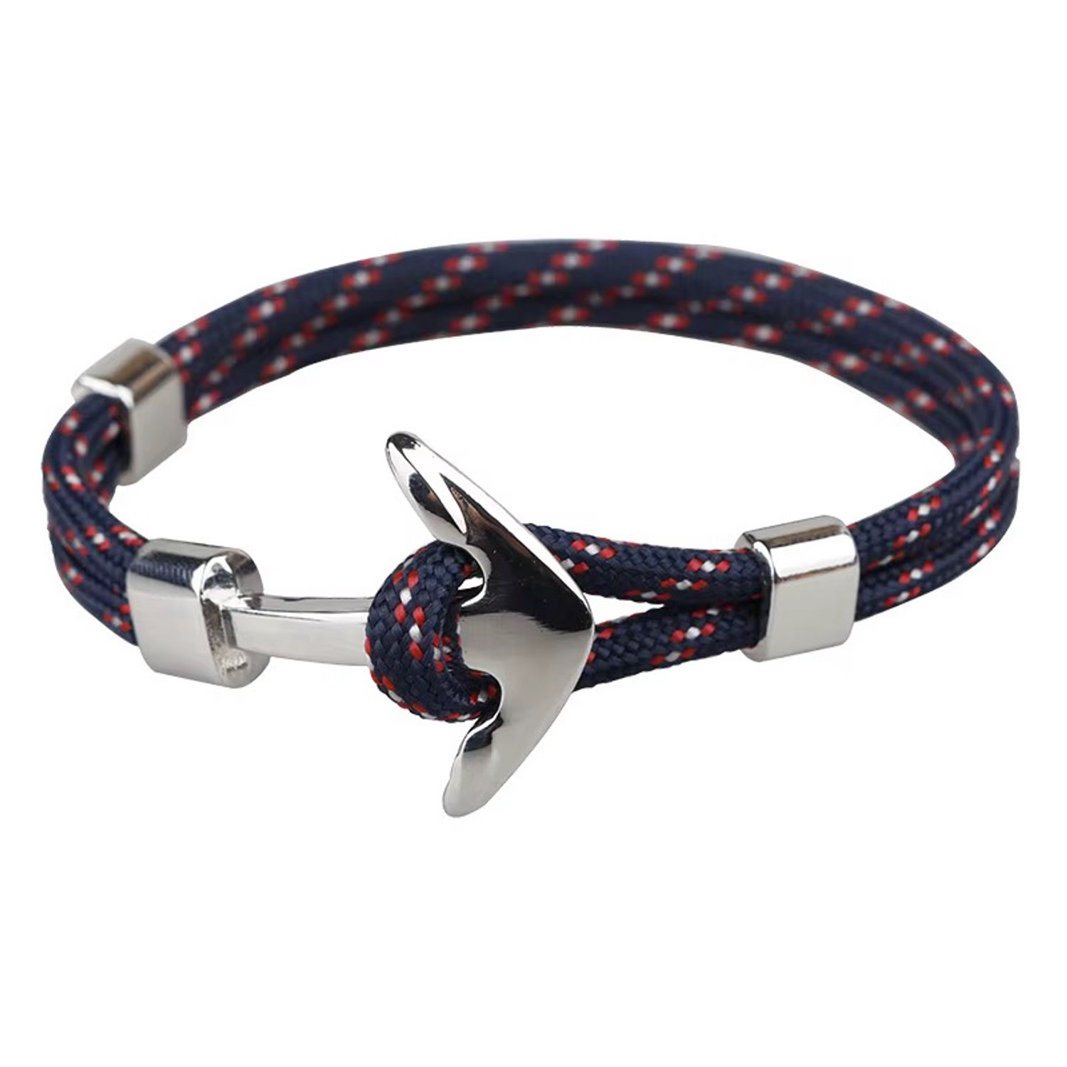 Rope Chain Anker Armband | Blauw, Rood en Wit | 21 CM