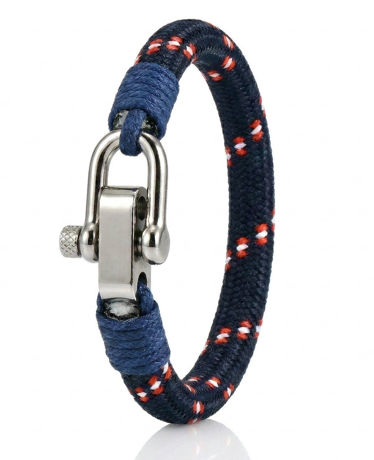 Touw armband heren met schroefsluiting - Koordarmband Rood-Blauw Galeara Design Mao model 19,5cm