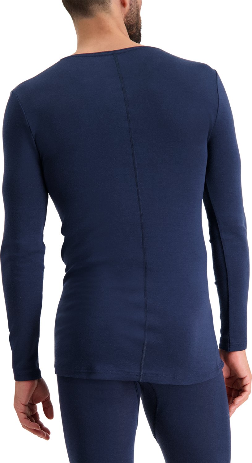 Noshirt Long Sleeve - Merino Wool - Heren Ondershirt - Zwart - Round Neck - Maat S