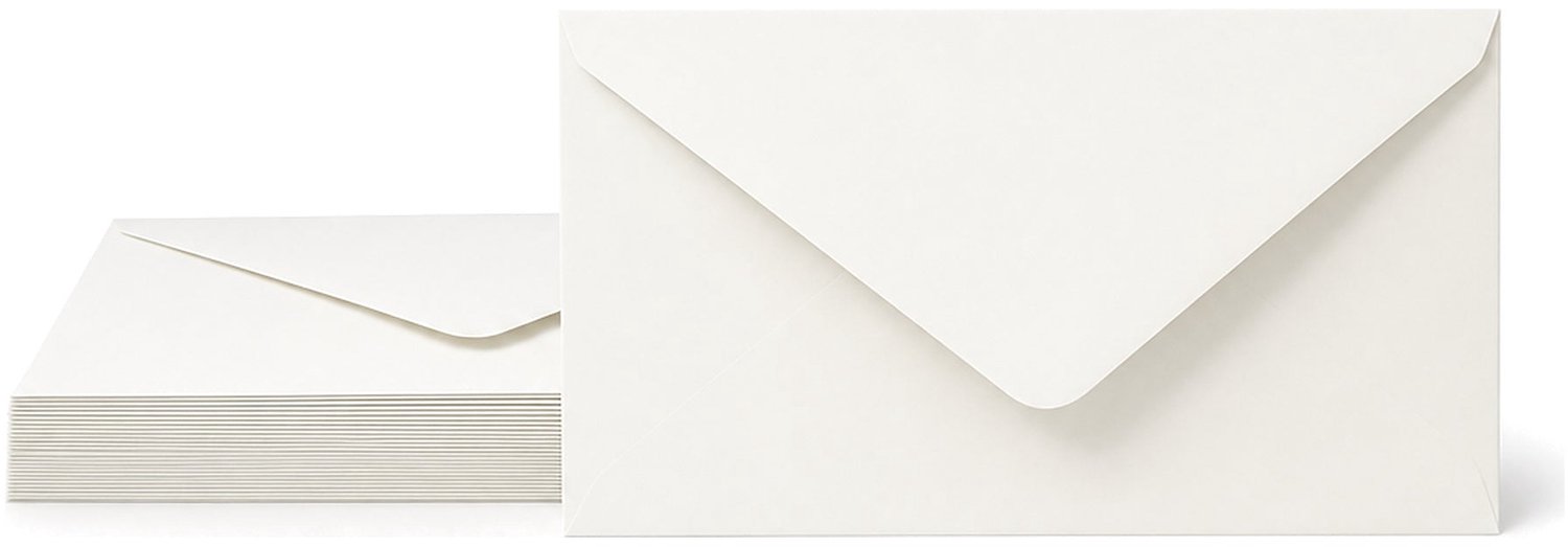 Enveloppen Gebroken Wit 14.1x25.1 cm - 25 stuks - 120 gram - Luxe Langwerpige Enveloppen - Premium Wenskaart Envelop