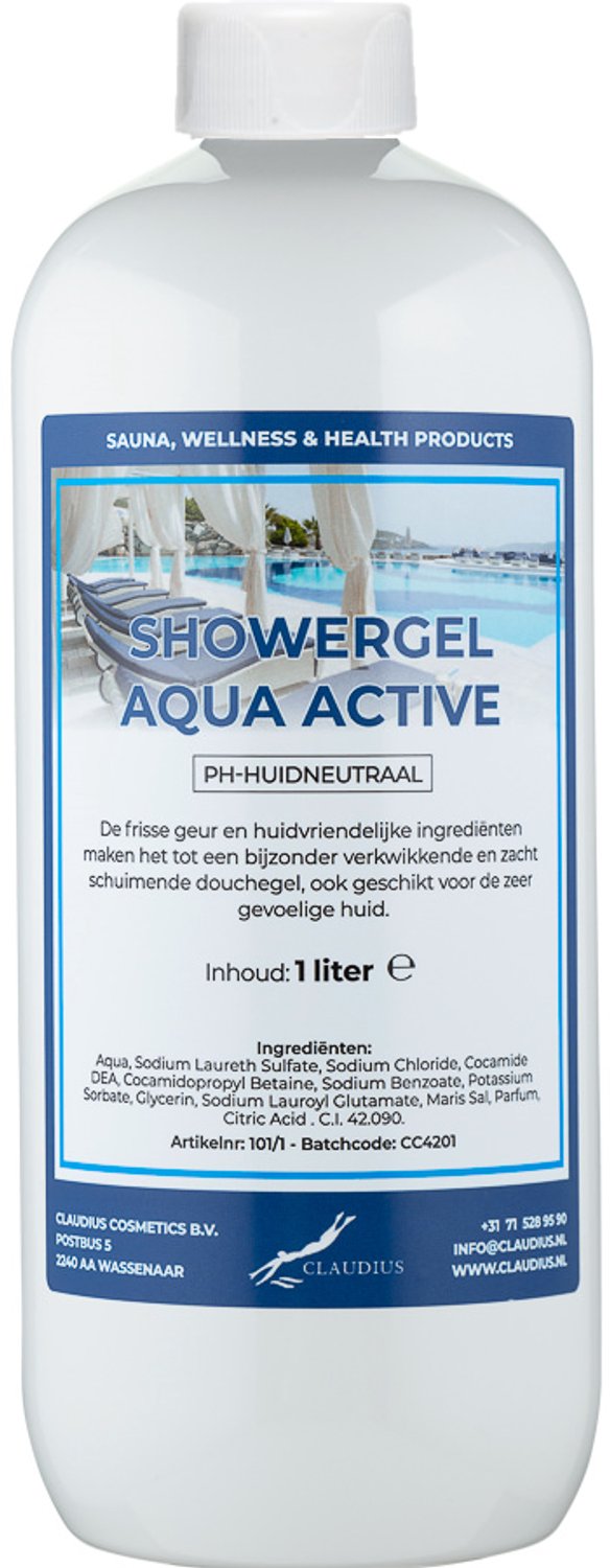 Claudius Douchegel Aqua Active 1 Liter - showergel - navulling - voordeelverpakking