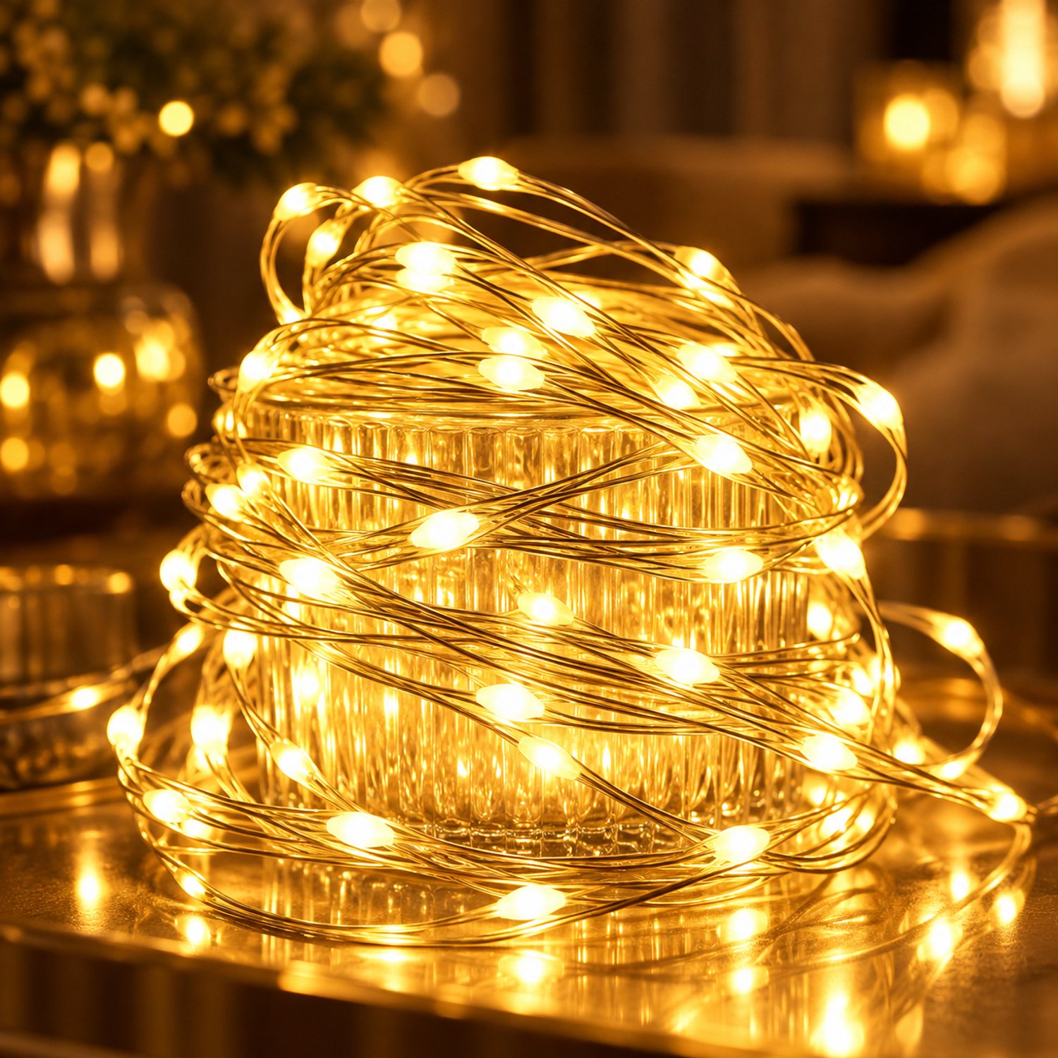 Rosnek Lichtsnoer Kerstverlichting 200 LED 20 m - Lichtslinger Buiten met IP44 Adapter - 8 Lichtstanden & Geheugenfunctie - Fairy Lights & Tuinverlichting voor Kerstboom, Balkon & Terras - Warm Wit