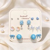 Pittige Vader 7 Paar Oorbellen Set - Blauw - 7 Dagen Oorbellen - Elke Dag een Nieuwe Mood - Vrouwen en Meisjes - Feest, Bruiloft en Verloving - Dames accessoires