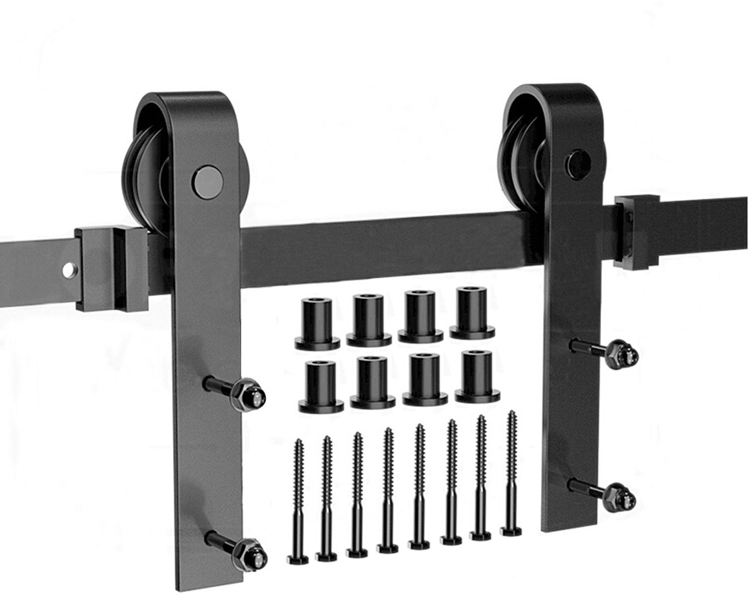 PIPIPOXER Schuifdeursysteem - Schuifdeur railsysteem - complete set met hangrollen - 300 cm rail - Zwart