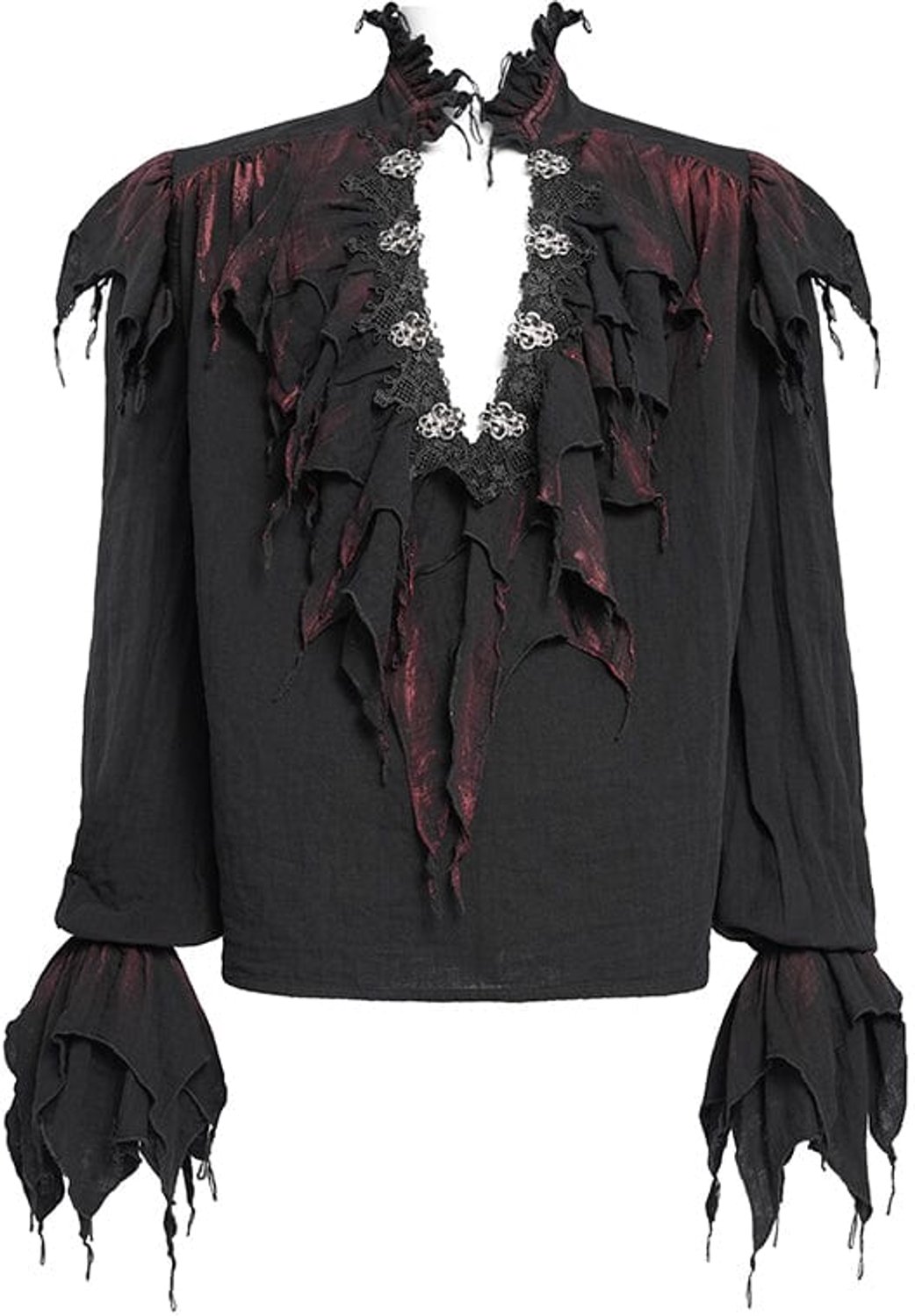 Devil Fashion - Vampire Prince Black/Red tie-dye effect Blouse - 2XL