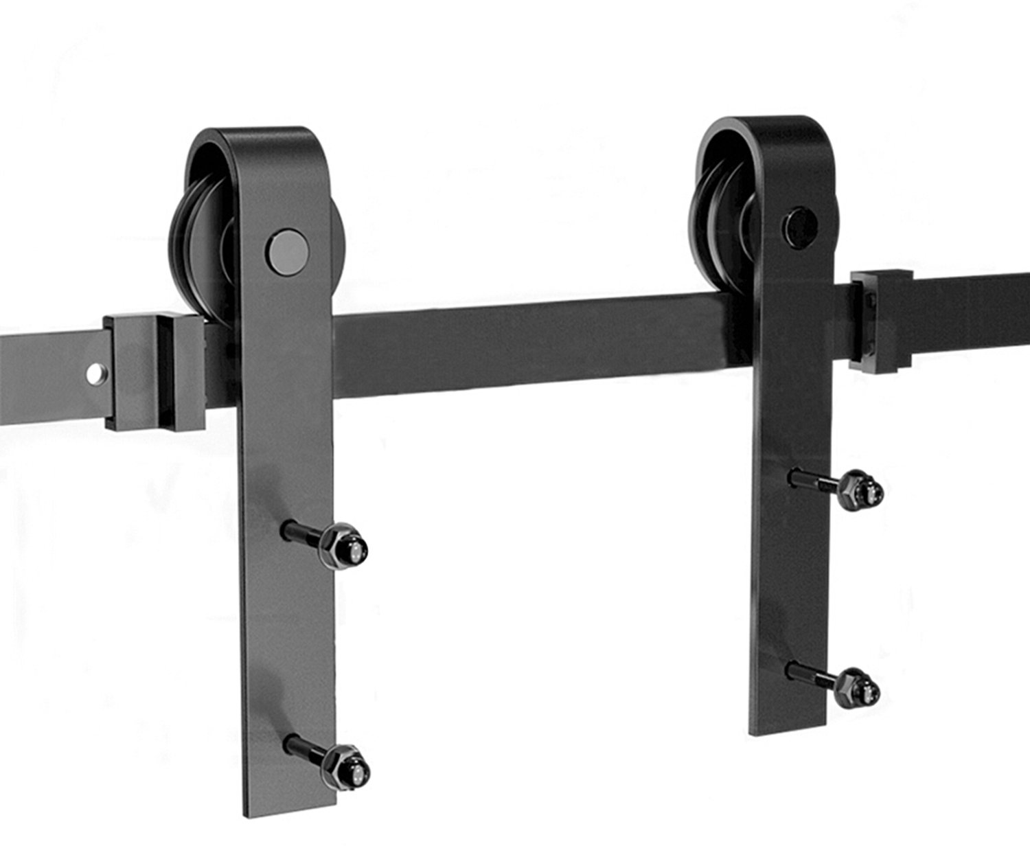 PIPIPOXER Schuifdeursysteem - Schuifdeur railsysteem - complete set met hangrollen - 244 cm rail - Geen rail inbegrepen alleen haken - Zwart