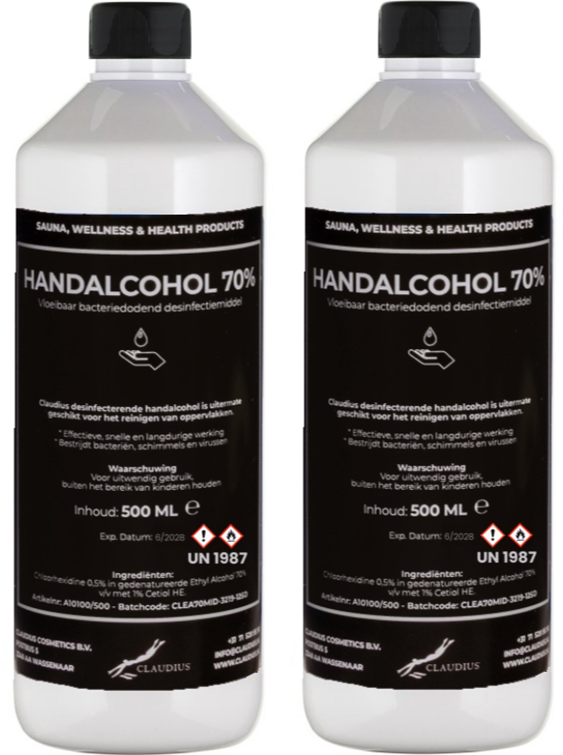 Handalcohol spray 70% - 500 ml met dop - set van 2 stuks