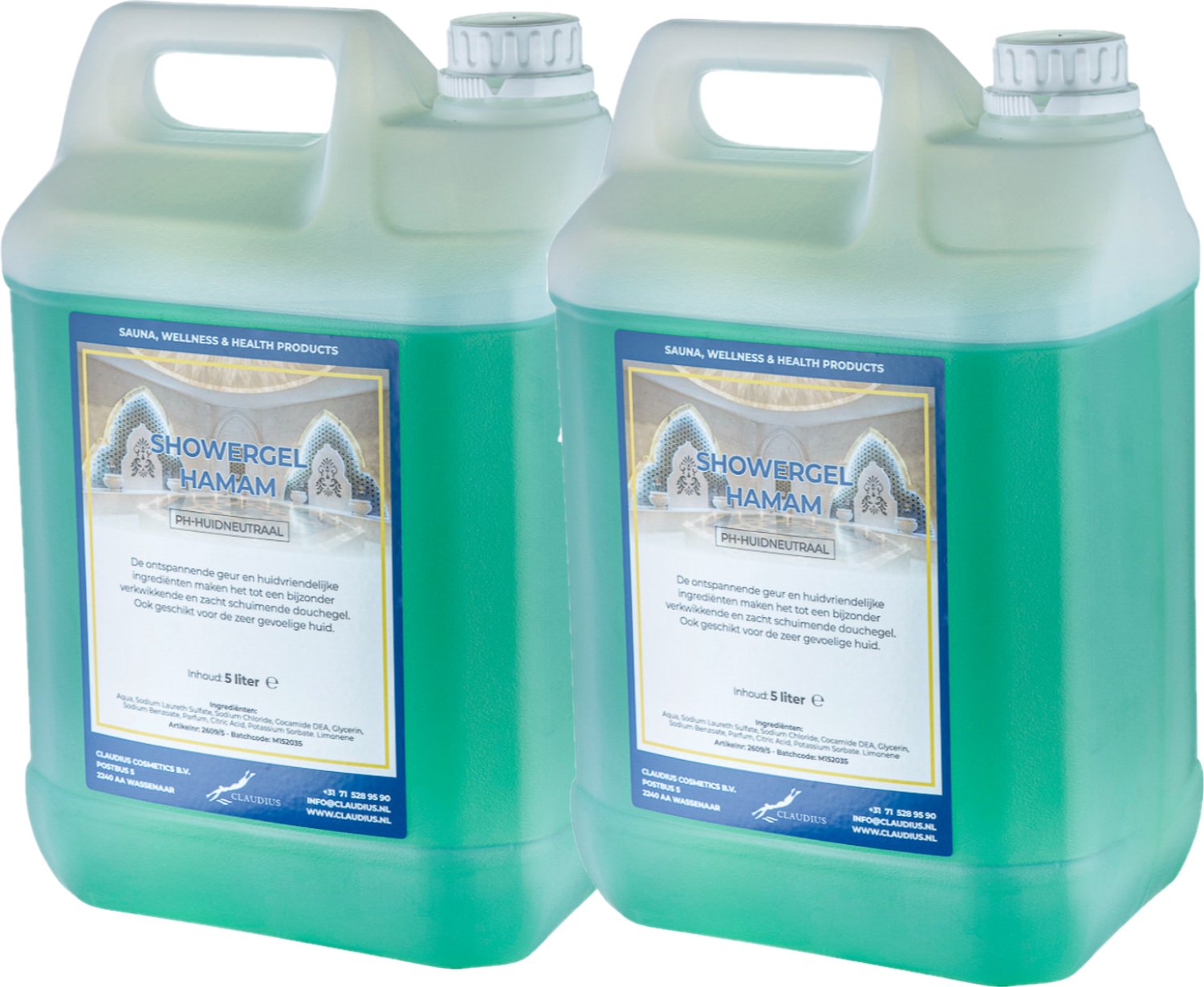 Claudius Douchegel Hamam 5 liter - set van 2 stuks - showergel - navulling - voordeelverpakking