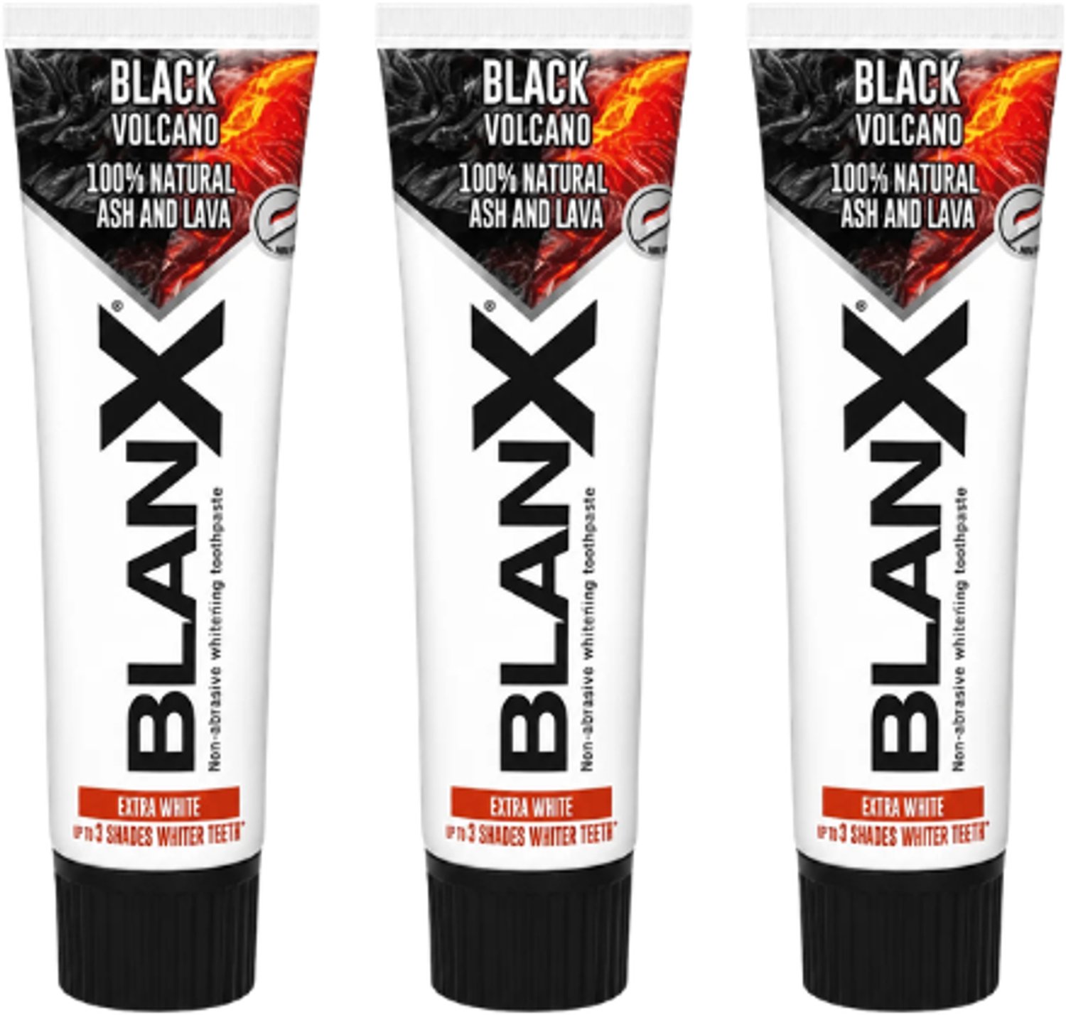 BlanX Black Volcano Tandpasta - 3 x 75 ml - Whitening met Vulkaanas & Actieve Houtskool