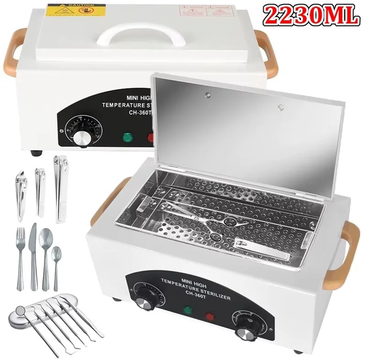 Cherrys Finds - Sterilisator - Manicure Sterilisator - Tandarts Sterilisator - Hetelucht Sterilisator - Sterilisator Pedicure - Elektrisch - 300W - 50 tot 220 °C - 2230ML - Wit