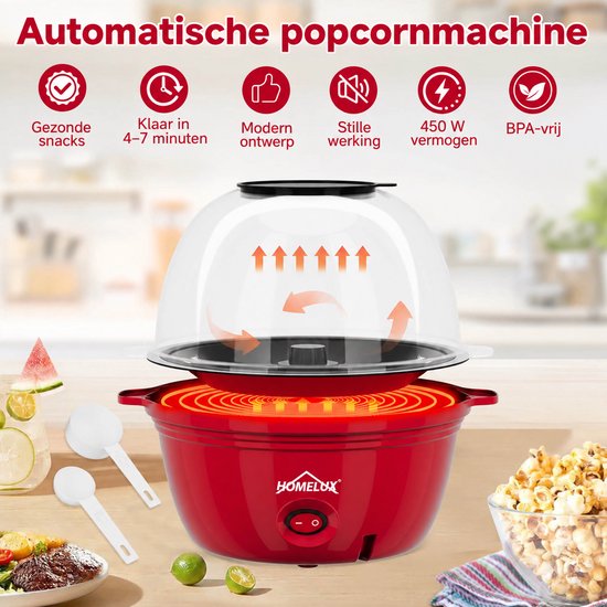 homelux mini popcornmachine - OFP-905-rood — afbeelding 3