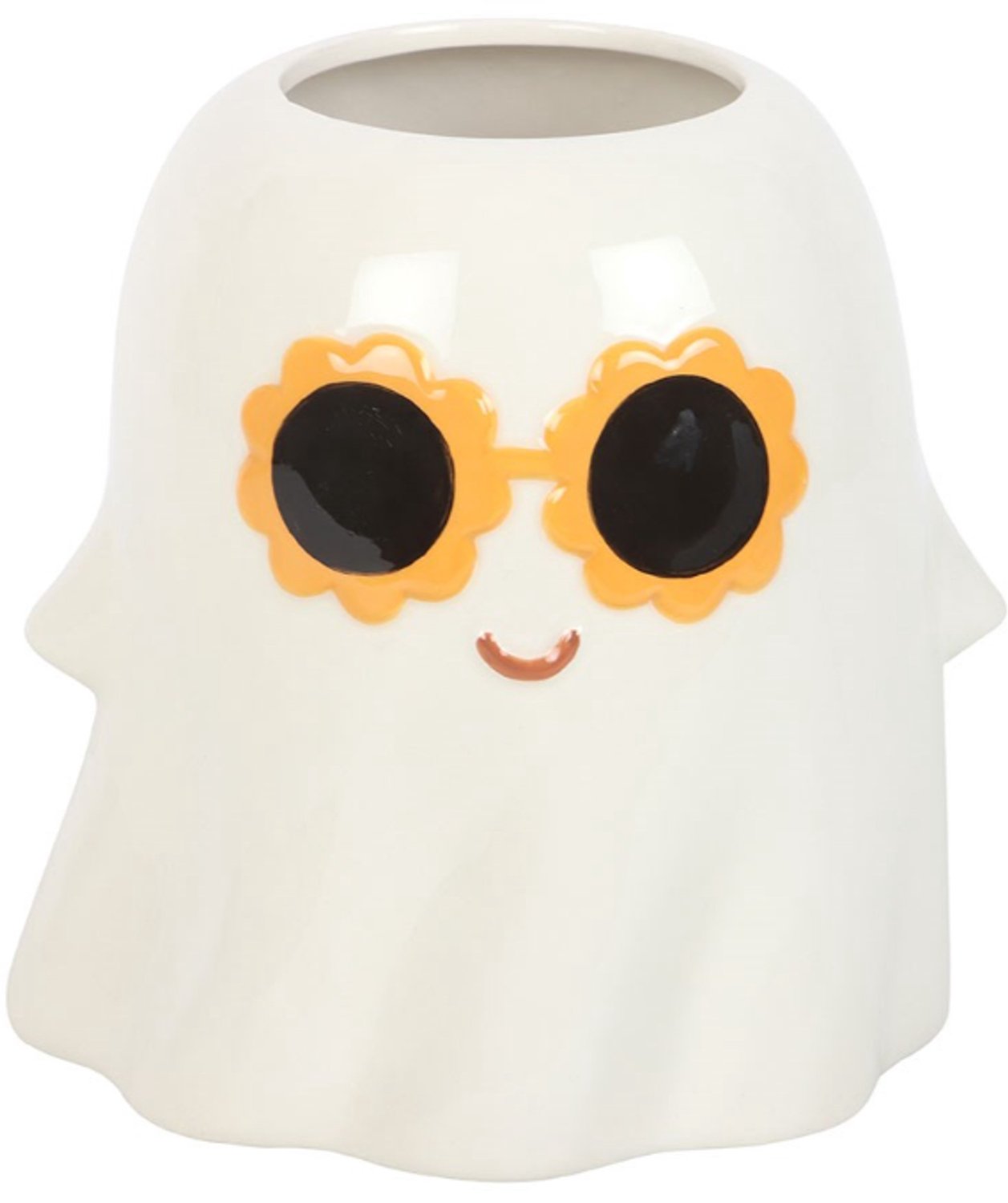 Groovy Ghost Bloemenvaas - Witte Keramiek Vaas voor Droogbloemen - Grappige Halloween Woondecoratie