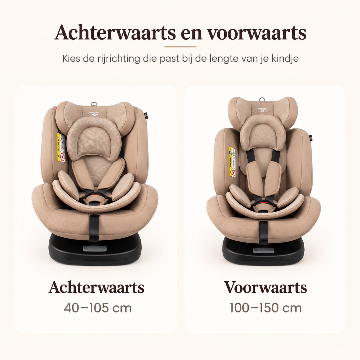 Bebies First Kiddo Autostoel 360° Draaibaar met Isofix – i-Size – Baby & Kind 0-12 Jaar (40-150 cm) – Beige – foto 8