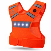InVincer® Club - Wildsaver edition - Hardloop verlichting Reflectievest - LED Hesje Oranje - L