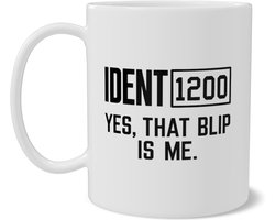 Mok Luchtvaart IDENT 1200 Transponder Quote Tweezijdig Bedrukte Koffiemok Piloot & Verkeersleider Yes That Blip Is Me Radar Humor Grappig Luchtvaartcadeau Zwart Wit Beker voor Thuiswerkplek & Bureau