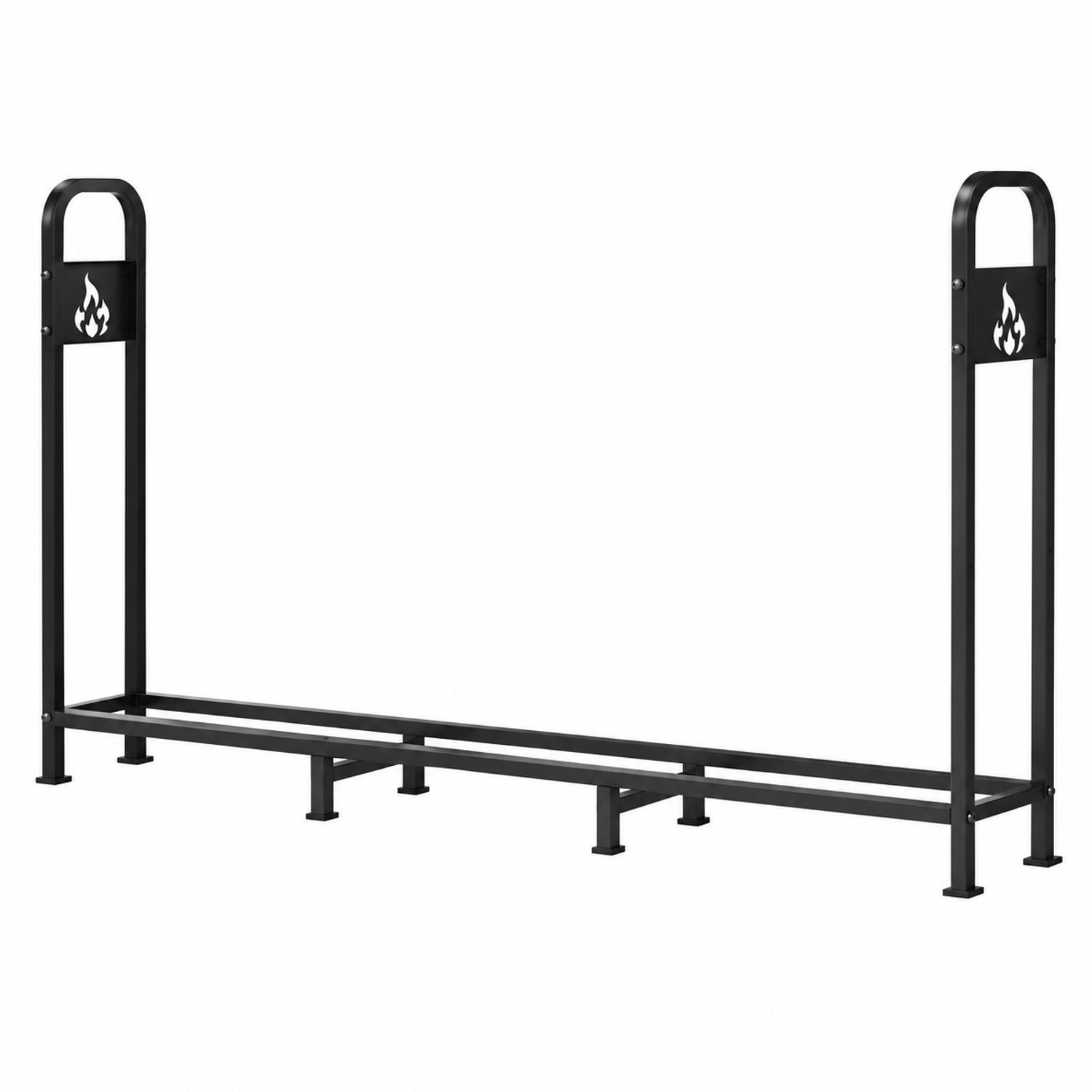 Marqs Brandhoutrek - Houtopslag - Binnen of buiten - Tot 300 kg - Zwart - 199 x 30 x 121 cm - Gepoedercoat staal - Hoge bodem
