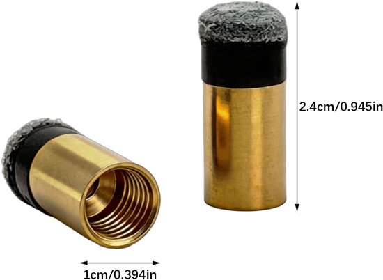 Biljartkeu-tips 10 stuks - 10 mm schroefbare messing inzetstukken - eenvoudige installatie - nauwkeurige schoten - Vemera — afbeelding 5
