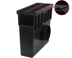 Wovar Verzamelput Zwart Kunststof 333 x 130 x 280 mm voor Lijngoot 105 mm Hoog | Afvoergoot