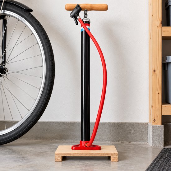 Fietspomp Holland - 60 cm - 3 Bar - Houten Handvat en Voetplank - Dunlop — afbeelding 5