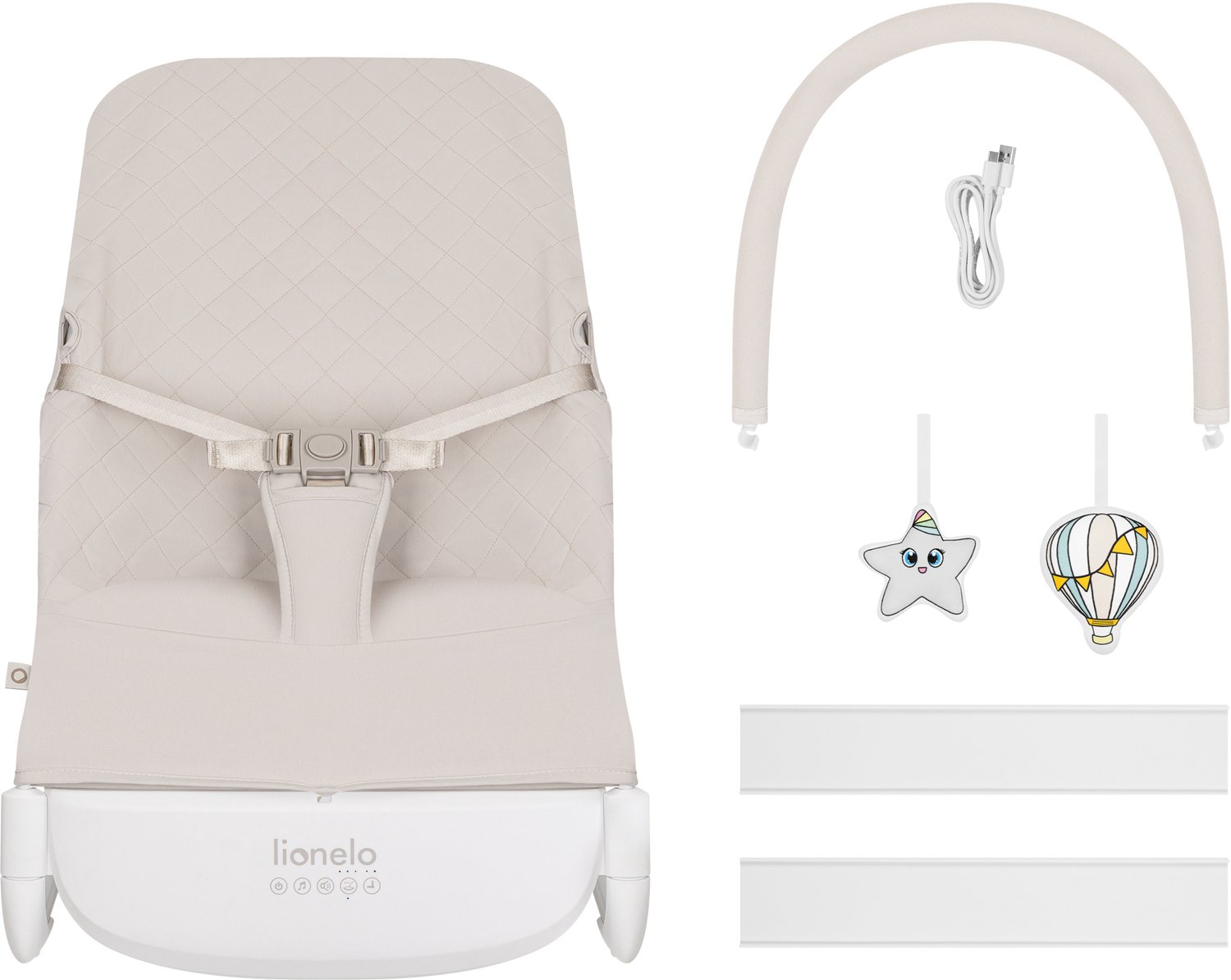 Lionelo Vinci Elektrische Wipstoel – Babywipstoel vanaf Geboorte – 3 Snelheden – Bewegingssensor – 3 Standen Rugleuning – Ultra Quiet 30 dB – Timer 30/60 min – Rocking Lock – Natuurgeluiden & Melodieën – 3-Puntsgordel – EasyWash Cover – USB-C – foto 6