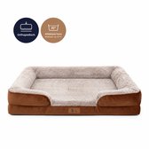 Pet Perfect Orthopedische Cosy Hondenmand - Wasbaar Hondenbed - Verhoogde Rand - Waterafstotende Binnenhoes - Antislip - 91x69 cm - L - Bruin