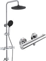 Auralum max Regendouche met Thermostaatkraan - Doucheset - Ø 25 cm - met Self-Cleaning Regendouche en Handdouche - 3 Standen Handdouche - Verstelbare Hoogte - Waterbesparend - Chroom
