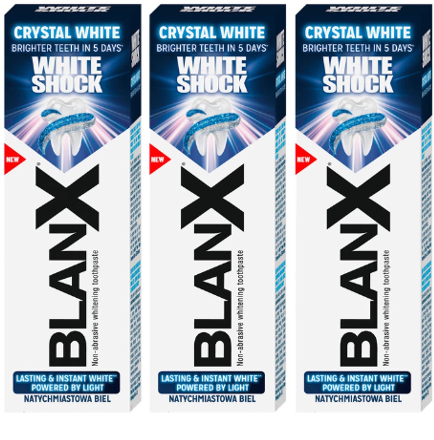 BlanX White Shock Crystal White Tandpasta - 3 x 75 ml