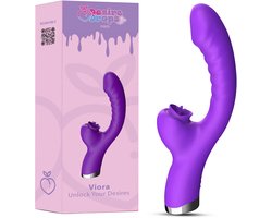 Desiredrops - Paars Dubbele Penetratie Vibrator - Luchtdruk Vibrator - Clitoris & G Spot stimulator - Krachtig - Vibrators - Vibrators voor vrouwen - Sex toys - Vibrator-Discreet Bezorgde -Licking Sucking - sex speeltjes vrouw