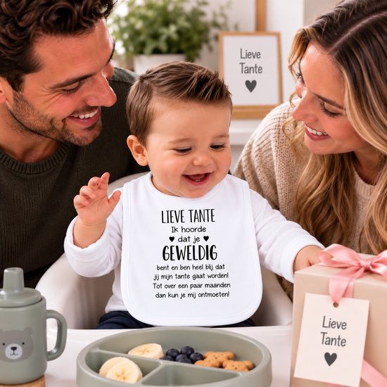 Baby slabbetje cadeau tekst tante worden hoera fles zwangerschap bekendmaking aankondiging voor de liefste aanstaande geboorte gaat worden jullie worden zwangerschapsaankondiging