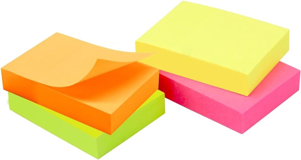 Notitieblok - Néon - 50 x 37 mm - Herbruikbaar en Zelfklevend - Voor Notities en Herinneringen