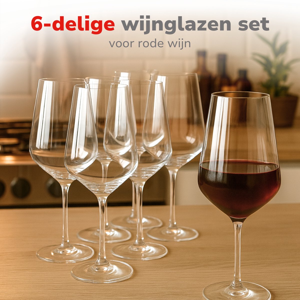 alpina Wijnglazen Rode Wijn - 6 Stuks Rode Wijnglazen - Wijnglas 53cl - Wijnglazen Set - Glazenset voor Diner - Wijn Glazen - Helder Glas — cadeau in Koken & Dineren - foto 6