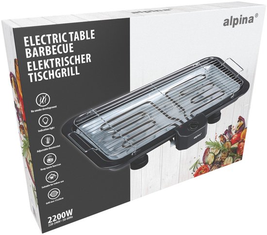 Alpina Elektrische Tafelbarbecue 2200W - Instelbare Temperatuurregeling van Alpina — afbeelding 3